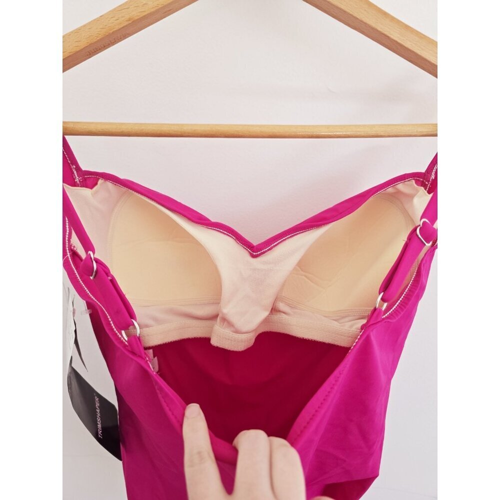 Trimshaper New Fuchsia Pink One Piece 482502 Wireless Beach Swimsuit Size 18 - Picture 8 of 10